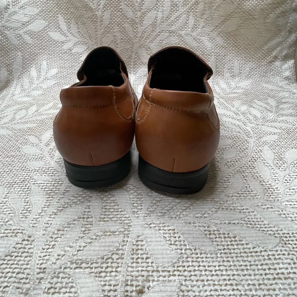 Franco Fortini men's tan leather square-toe loafers